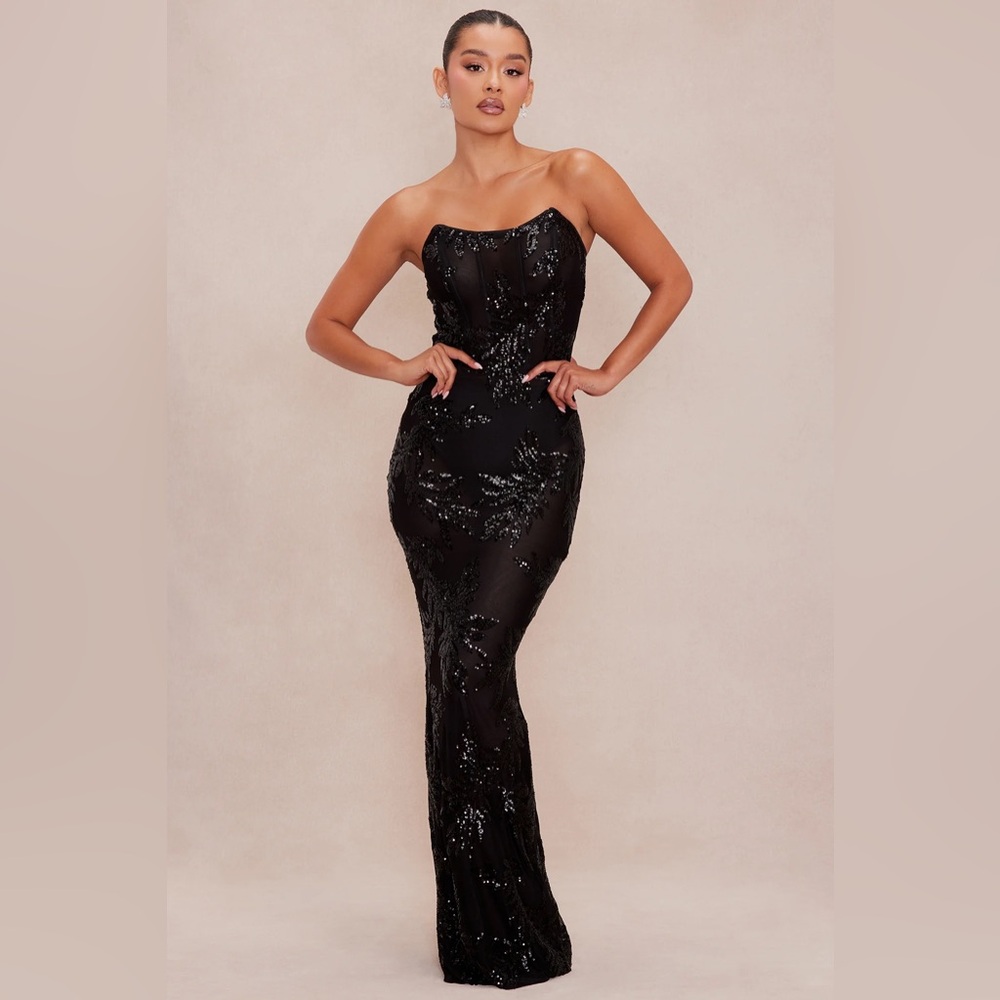 Scarlet Sequin Mesh Gown - Black Size L